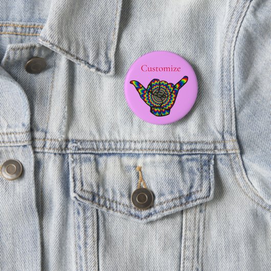 Hawaiian Shaka Psychedelic Thunder_Cove Ronde Button 5,7 Cm (In situ)