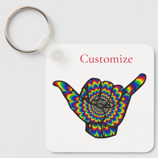 Hawaiian Shaka Psychedelic Thunder_Cove Sleutelhanger (Voorkant)