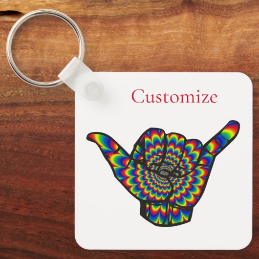 Hawaiian Shaka Psychedelic Thunder_Cove Sleutelhanger (Voorkant)