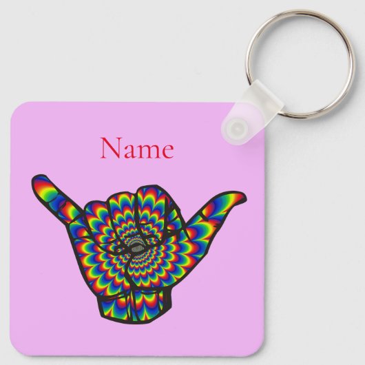 Hawaiian Shaka Psychedelic Thunder_Cove Sleutelhanger (Achterkant)