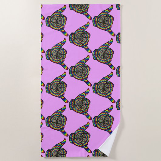 Hawaiian Shaka Psychedelic Thunder_Cove Strandlaken (Voorkant)