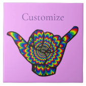 Hawaiian Shaka Psychedelic Thunder_Cove Tegeltje (Voorkant)