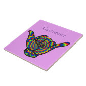 Hawaiian Shaka Psychedelic Thunder_Cove Tegeltje (Zijkant)