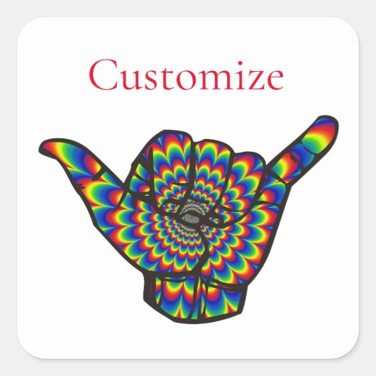 Hawaiian Shaka Psychedelic Thunder_Cove Vierkante Sticker (Voorkant)