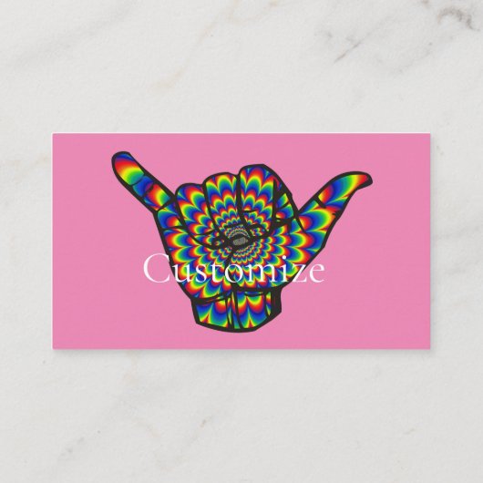 Hawaiian Shaka Psychedelic Thunder_Cove Visitekaartje (Achterkant)