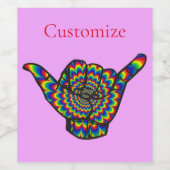 Hawaiian Shaka Psychedelic Thunder_Cove Wijn Etiket (Enkel label)