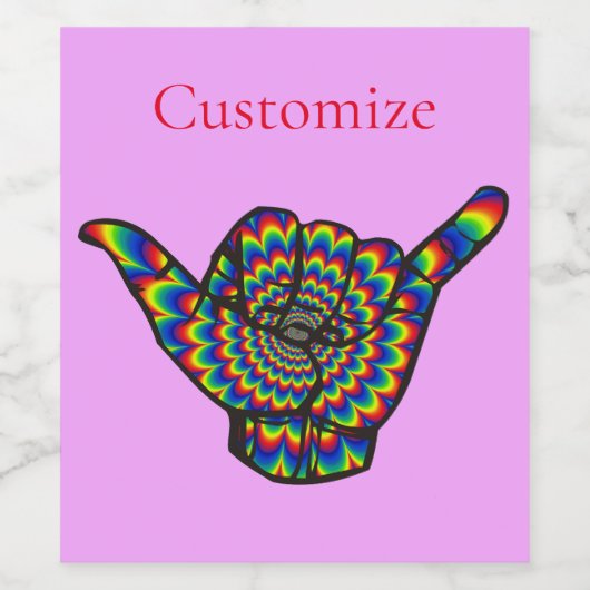 Hawaiian Shaka Psychedelic Thunder_Cove Wijn Etiket (Enkel label)