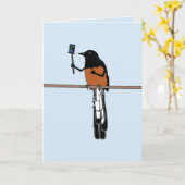 Hawaiian Shama Bird Selfie Kaart (Gele Bloem)