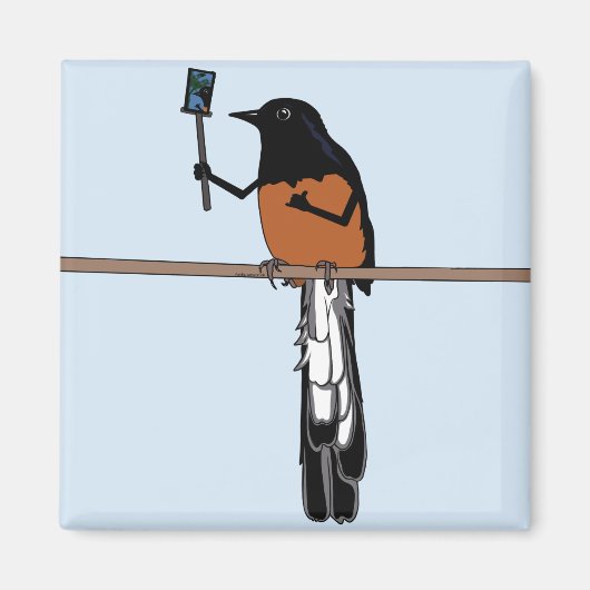 Hawaiian Shama Bird Selfie Magneet (Voorkant)