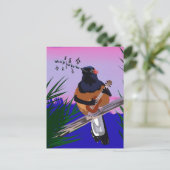 Hawaiian Shama Bird speelt ukulele Briefkaart (Staand voorkant)