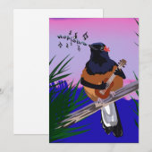 Hawaiian Shama Bird speelt ukulele Feestdagenkaart (Voorkant / Achterkant)
