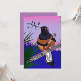 Hawaiian Shama Bird speelt ukulele Kaart