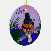 Hawaiian Shama Bird speelt ukulele Keramisch Ornament (Rechts)