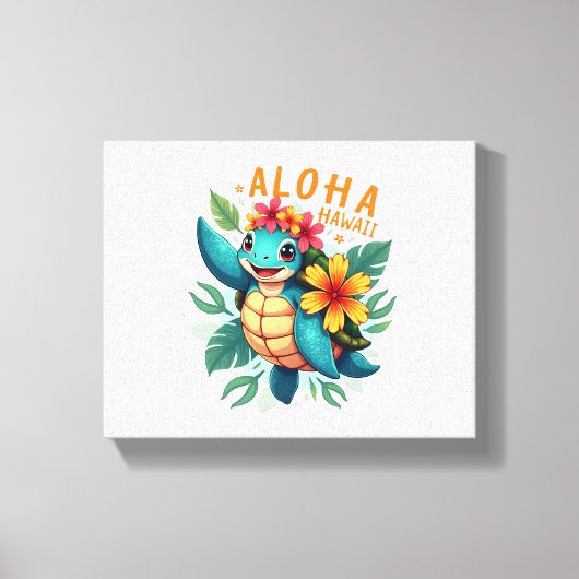 Hawaiian-Shirt Aloha Hawaii Zee Schildpad Meisje V Canvas Afdruk (Voorkant)