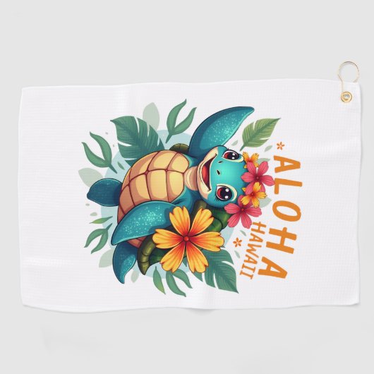 Hawaiian-Shirt Aloha Hawaii Zee Schildpad Meisje V Golfhanddoek (Horizontaal)