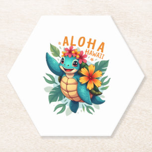 Hawaiian-Shirt Aloha Hawaii Zee Schildpad Meisje V Kartonnen Onderzetters