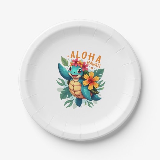 Hawaiian-Shirt Aloha Hawaii Zee Schildpad Meisje V Papieren Bordje (Voorkant)