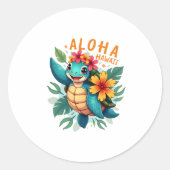 Hawaiian-Shirt Aloha Hawaii Zee Schildpad Meisje V Ronde Sticker (Voorkant)