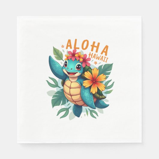 Hawaiian-Shirt Aloha Hawaii Zee Schildpad Meisje V Servet (Voorkant)