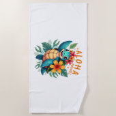 Hawaiian-Shirt Aloha Hawaii Zee Schildpad Meisje V Strandlaken (Voorkant)