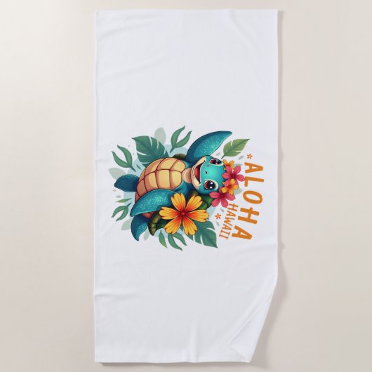 Hawaiian-Shirt Aloha Hawaii Zee Schildpad Meisje V Strandlaken (Voorkant)