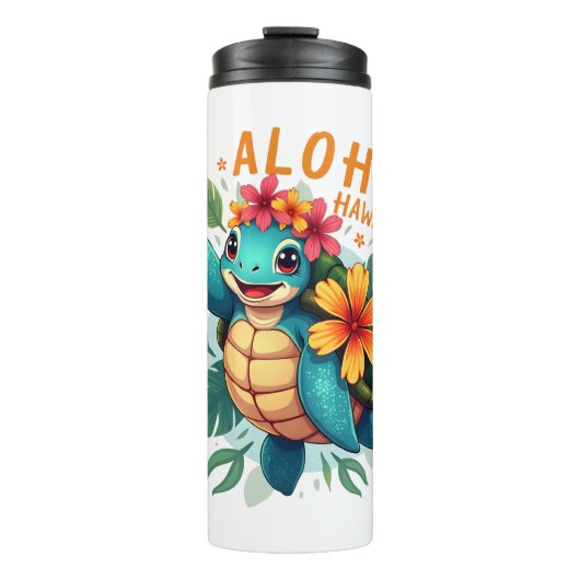 Hawaiian-Shirt Aloha Hawaii Zee Schildpad Meisje V Thermosbeker (Voorkant)