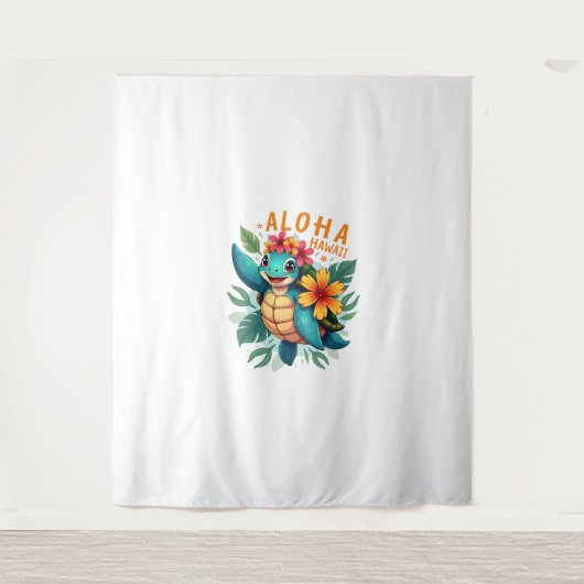 Hawaiian-Shirt Aloha Hawaii Zee Schildpad Meisje V Wandkleed (Voorkant)