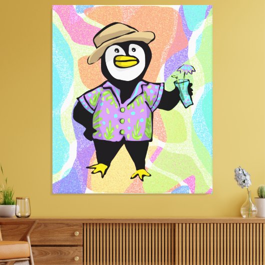 Hawaiian Shirt Penguin Canvas Afdruk (Insitu (Woonkamer))