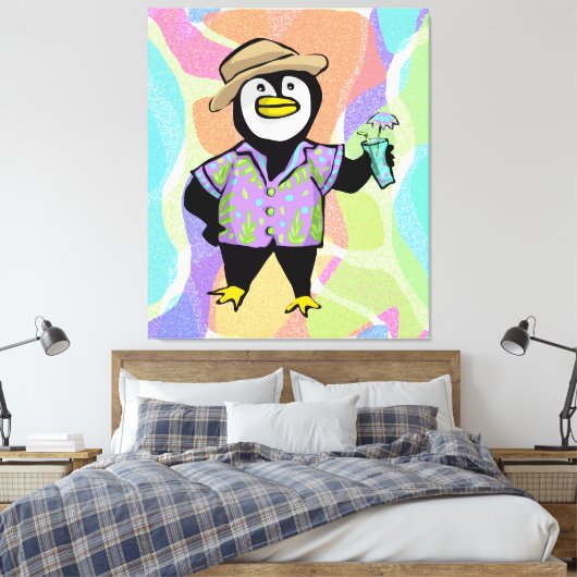 Hawaiian Shirt Penguin Canvas Afdruk (Insitu (Slaapkamer))