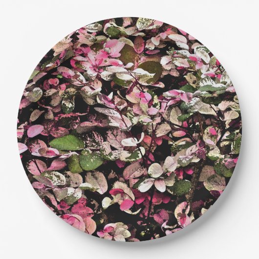 "HAWAIIAN SNOWBUSH PLANT/ROZE, GROEN EN WIT PAPIEREN BORDJE (Voorkant)