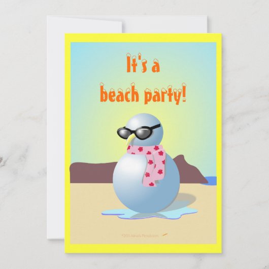 Hawaiian Snowman Funny Beach Party nodigt Templat Kaart (Voorkant)
