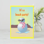 Hawaiian Snowman Funny Beach Party nodigt Templat Kaart (Staand voorkant)
