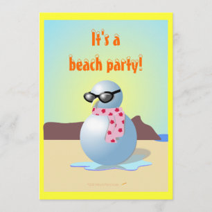 Hawaiian Snowman Funny Beach Party nodigt Templat  Kaart