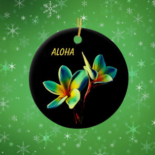 Hawaiian Stunning Plumeria-kerstversiering Keramisch Ornament