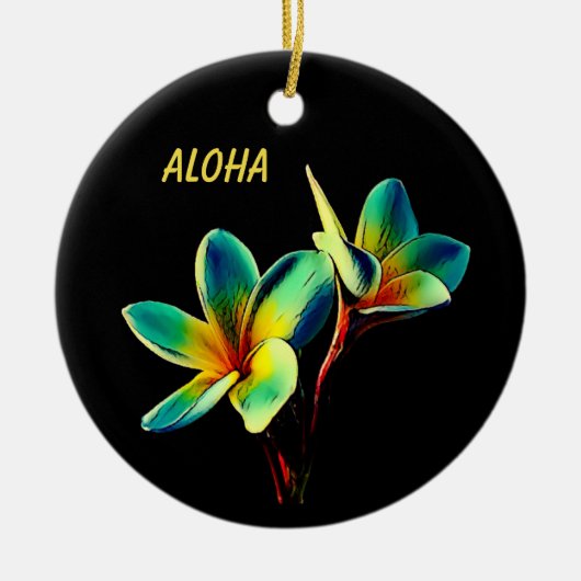 Hawaiian Stunning Plumeria-kerstversiering Keramisch Ornament (Voorkant)