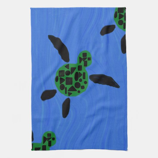 Hawaiian Style Honu Custom Kitchen Towel Theedoek (Verticaal)