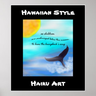 Hawaiian Style Humpback Whale Haiku Art Print