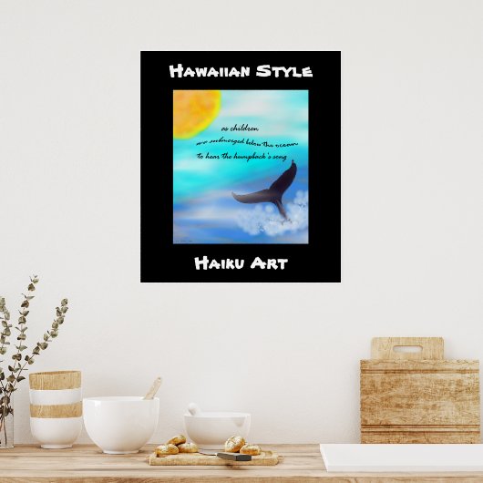 Hawaiian Style Humpback Whale Haiku Art Print (Keuken)