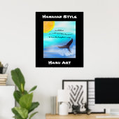 Hawaiian Style Humpback Whale Haiku Art Print (Thuiskantoor)