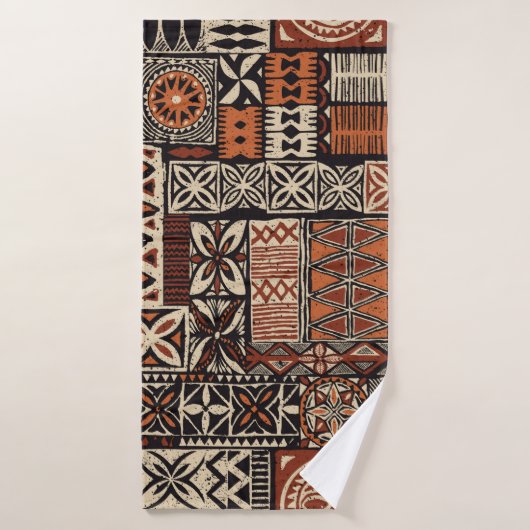Hawaiian style tapa tribal fabric abstract patchwo badhanddoek (Badhanddoek)