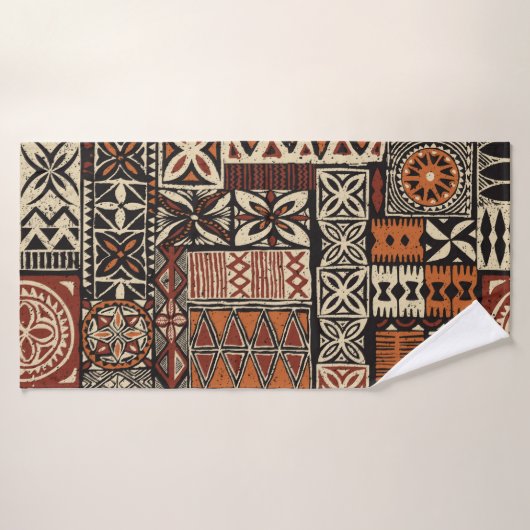 Hawaiian style tapa tribal fabric abstract patchwo badhanddoek (Badhanddoek)