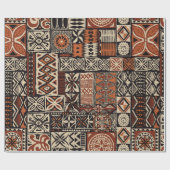 Hawaiian style tapa tribal fabric abstract patchwo cadeaupapier (Vlak)