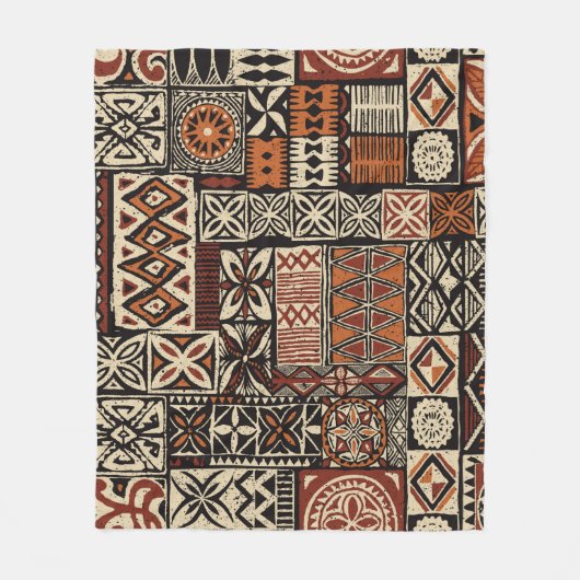 Hawaiian style tapa tribal fabric abstract patchwo fleece deken (Voorkant)