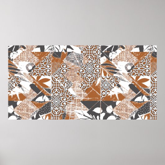 Hawaiian style tapa tribal fabric abstract patchwo poster (Voorkant)