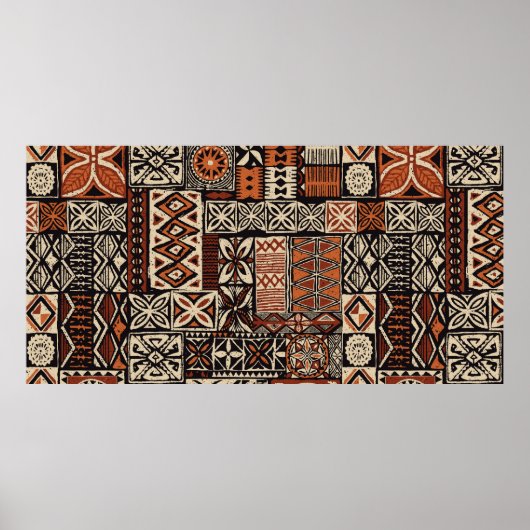 Hawaiian style tapa tribal fabric abstract patchwo poster (Voorkant)