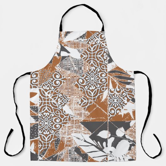 Hawaiian style tapa tribal fabric abstract patchwo schort (Voorkant)