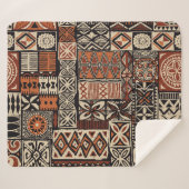 Hawaiian style tapa tribal fabric abstract patchwo sherpa deken (Voorkant (horizontaal))