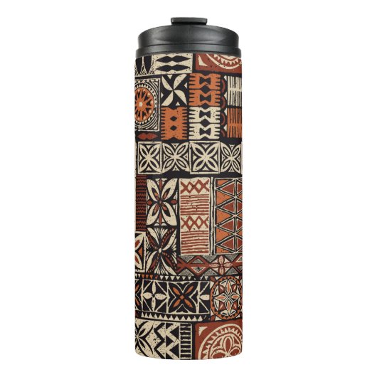 Hawaiian style tapa tribal fabric abstract patchwo thermosbeker (Voorkant)