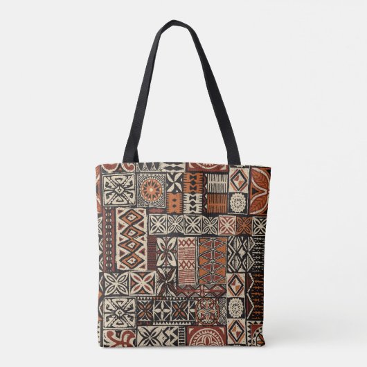 Hawaiian style tapa tribal fabric abstract patchwo tote bag (Achterkant)