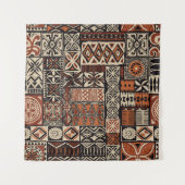 Hawaiian style tapa tribal fabric abstract patchwo wandkleed (Voorkant (horizontaal))
